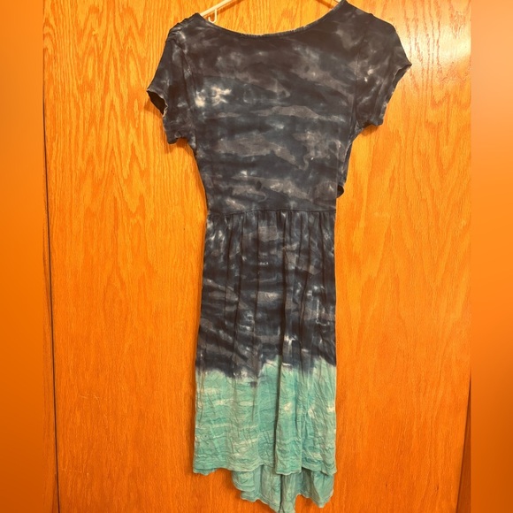 Athleta Sweet Waters Dress Faux Wrap Women's Size S Tye-Dye Blue Beachy Flowy - Picture 3 of 4